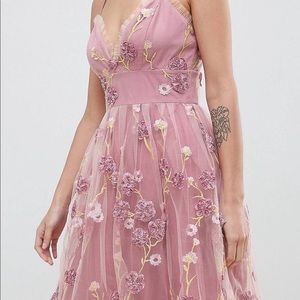 3D Floral cami Midi Dress